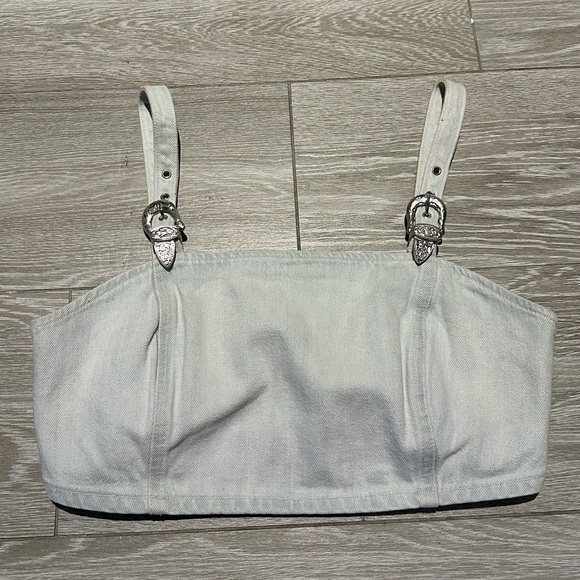 Topshop Denim Corset Top - Picture 2 of 5